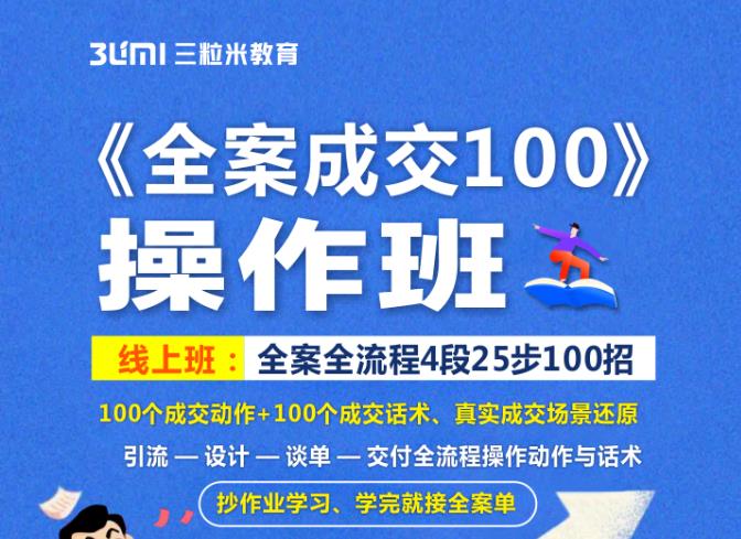 《全案成交100》全案全流程4段25步100招，操作班-千寻创业网