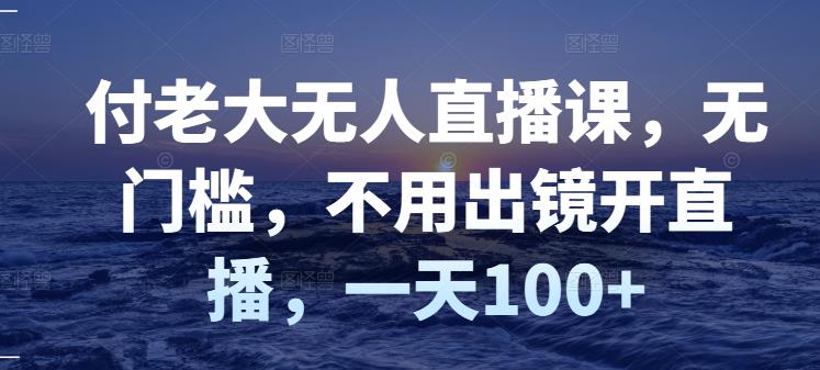 付老大无人直播课，无门槛，不用出镜开直播，一天100+-千寻创业网