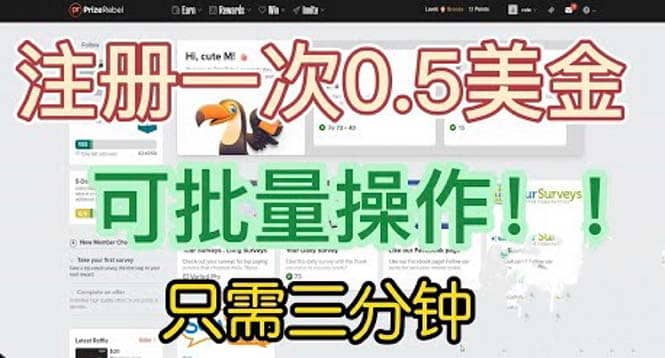 国外项目注册一次0.5美金 只需三分钟无脑操作 可批量放大 小白工作室福利-千寻创业网