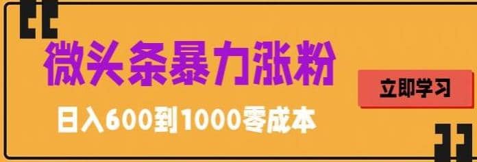 微头条暴力涨粉技巧搬运文案就能涨几万粉丝，简单0成本，日赚600-千寻创业网