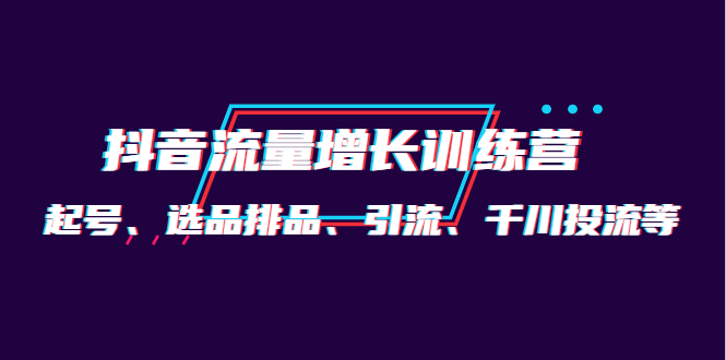 月销1.6亿实操团队·抖音流量增长训练营：起号、选品排品、引流 千川投流等-千寻创业网