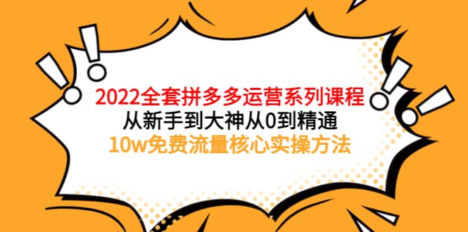 2022全套拼多多运营课程，从新手到大神从0到精通，10w免费流量核心实操方法-千寻创业网