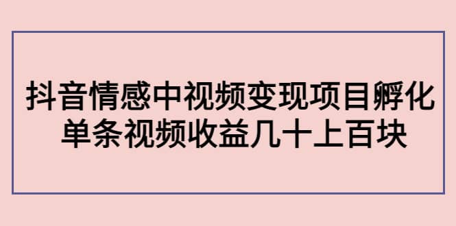 抖音情感中视频变现项目孵化-千寻创业网