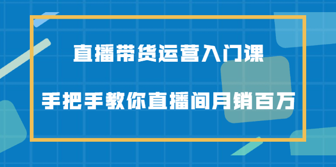 直播带货运营入门课，手把手教你直播间月销百万-千寻创业网