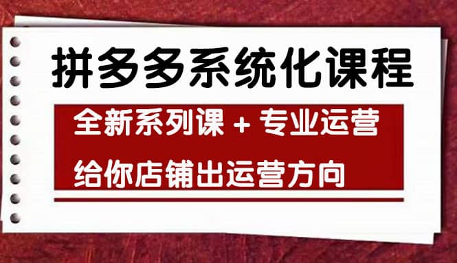 车神陪跑，拼多多系统化课程，全新系列课+专业运营给你店铺出运营方向-千寻创业网