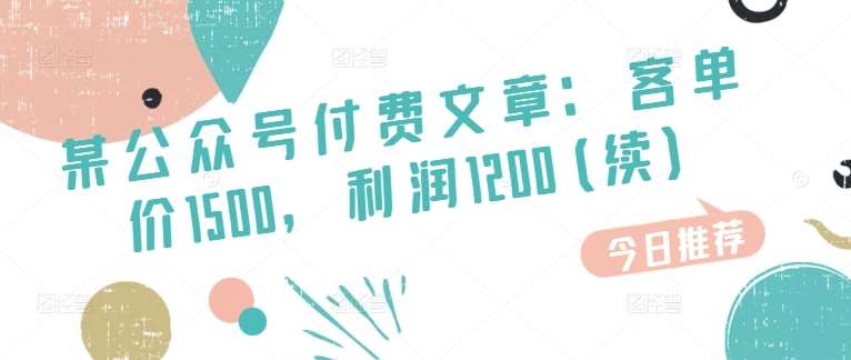 某公众号付费文章：客单价1500，利润1200(续)，市场几乎可以说是空白的-千寻创业网