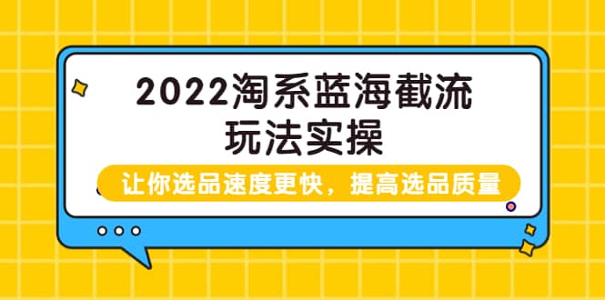 2022淘系蓝海截流玩法实操：让你选品速度更快，提高选品质量（价值599）-千寻创业网