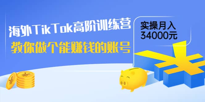 海外TikTok高阶训练营：教你做个能赚钱的账号，实操月入34000元！-千寻创业网