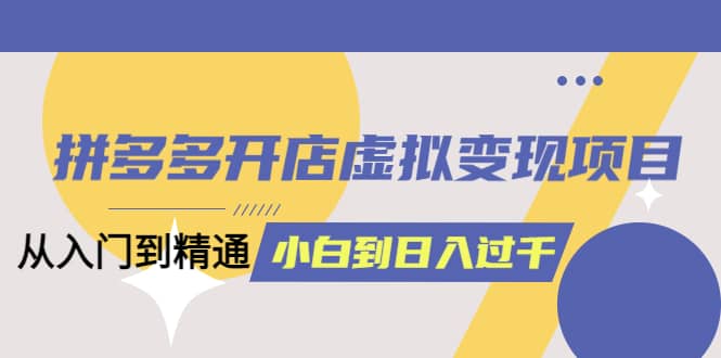 拼多多开店虚拟变现项目：入门到精通 从小白到日入1000（完整版）4月10更新-千寻创业网