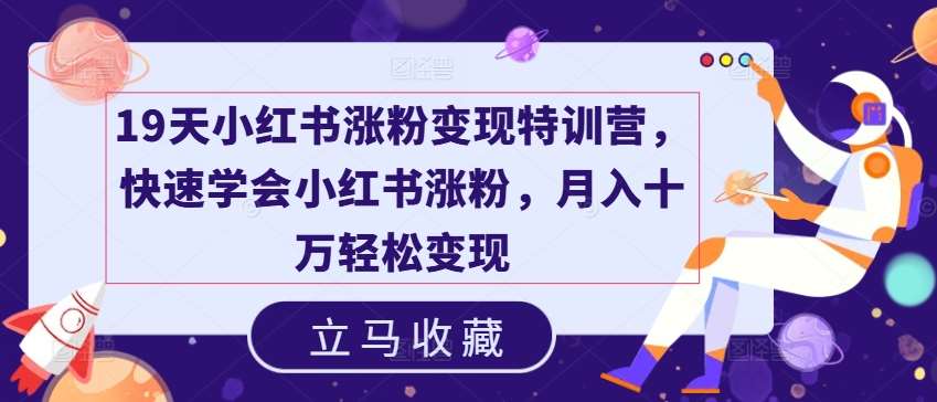 19天小红书涨粉变现特训营，快速学会小红书涨粉，月入十万轻松变现-千寻创业网