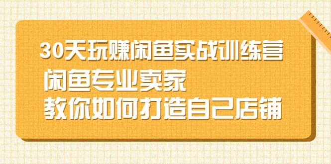 30天玩赚闲鱼实战训练营，闲鱼专业卖家教你如何打造自己店铺-千寻创业网