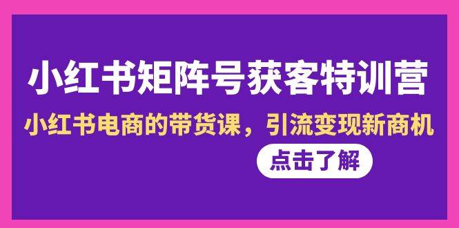 （8909期）小红书-矩阵号获客特训营-第10期，小红书电商的带货课，引流变现新商机-千寻创业网