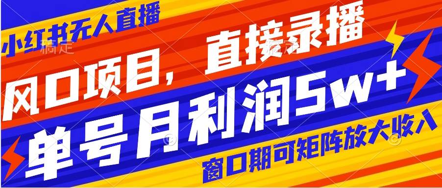 （8196期）风口项目，小红书无人直播带货，直接录播，可矩阵，月入5w+-千寻创业网