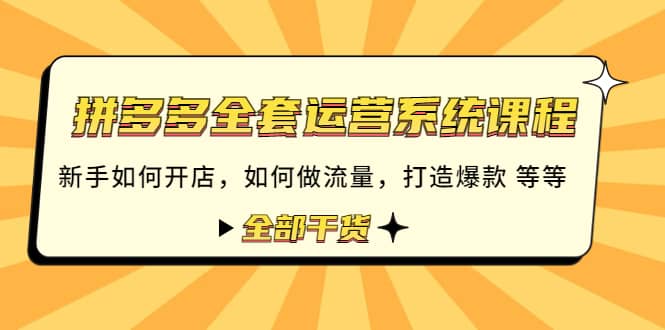 拼多多全套运营系统课程：新手如何开店 如何做流量 打造爆款 等等 全部干货-千寻创业网