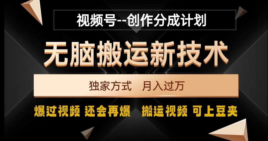视频号无脑搬运新技术，破原创壕流量，独家方式，爆过视频，还会再爆【揭秘】-千寻创业网
