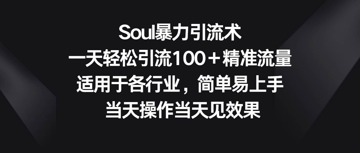 Soul暴力引流术，一天轻松引流100＋精准流量，适用于各行业，简单易上手！-千寻创业网