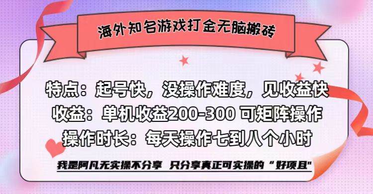 （12681期）海外知名游戏打金无脑搬砖单机收益200-300+-千寻创业网
