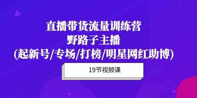 直播带货流量特训营，野路子主播(起新号/专场/打榜/明星网红助博)-千寻创业网