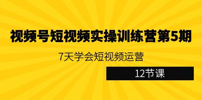 视频号短视频实操训练营第5期：7天学会短视频运营（12节课）-千寻创业网