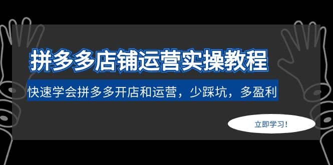 拼多多店铺运营实操教程：快速学会拼多多开店和运营，少踩坑，多盈利-千寻创业网