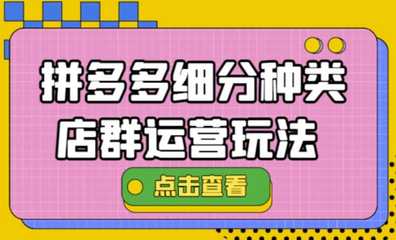 拼多多细分种类店群运营玩法3.0，11月最新玩法，小白也可以操作-千寻创业网