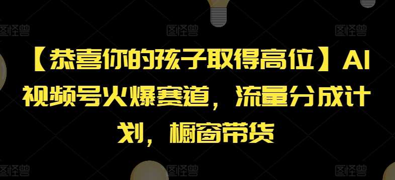 【恭喜你的孩子取得高位】AI视频号火爆赛道，流量分成计划，橱窗带货【揭秘】-千寻创业网