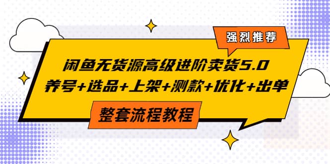 闲鱼无货源高级进阶卖货5.0，养号+选品+上架+测款+优化+出单整套流程教程-千寻创业网