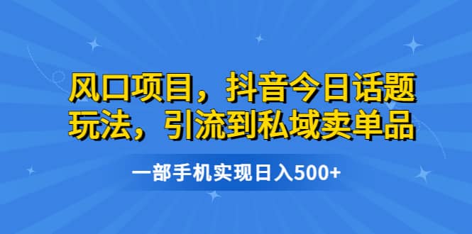 风口项目，抖音今日话题玩法，引流到私域卖单品，一部手机实现日入500+-千寻创业网