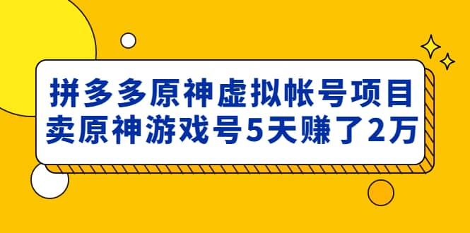 外面卖2980的拼多多原神虚拟帐号项目-千寻创业网