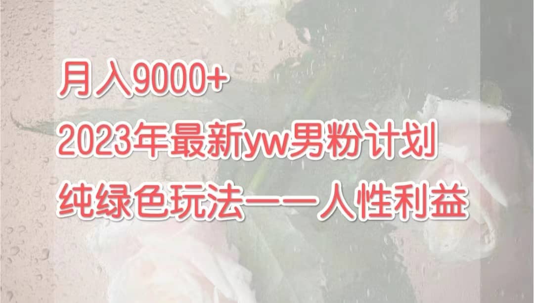 月入9000+2023年9月最新yw男粉计划绿色玩法——人性之利益-千寻创业网