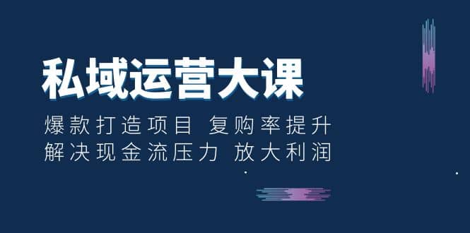 私域运营大课：爆款打造项目 复购率提升 解决现金流压力 放大利润-千寻创业网