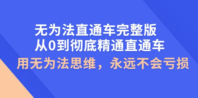 无为法直通车完整版：从0到彻底精通直通车，用无为法思维，永远不会亏损-千寻创业网