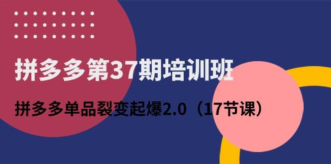 （10835期）拼多多第37期培训班：拼多多单品裂变起爆2.0（17节课）-千寻创业网