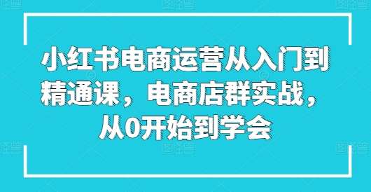 小红书电商运营从入门到精通课，电商店群实战，从0开始到学会-千寻创业网