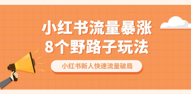 小红书流量-暴涨8个野路子玩法：小红书新人快速流量破局（8节课）-千寻创业网