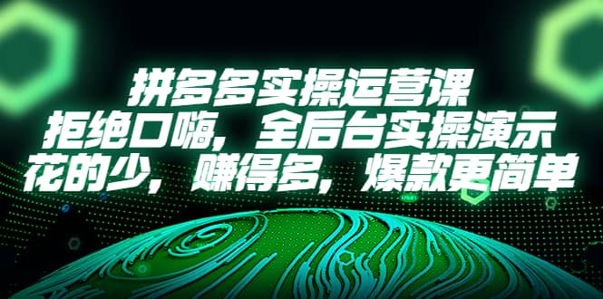 拼多多实操运营课：拒绝口嗨，全后台实操演示，花的少，赚得多，爆款更简单-千寻创业网