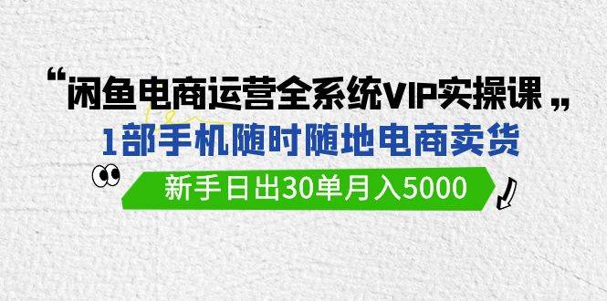 （9547期）闲鱼电商运营全系统VIP实战课，1部手机随时随地卖货，新手日出30单月入5000-千寻创业网