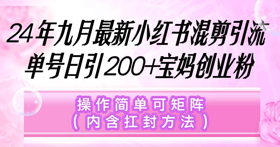（12530期）小红书混剪引流，单号日引200+宝妈创业粉，操作简单可矩阵（内含扛封…-千寻创业网