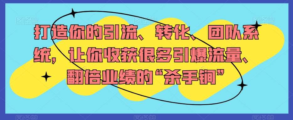 打造你的引流、转化、团队系统，让你收获很多引爆流量、翻倍业绩的“杀手锏”-千寻创业网