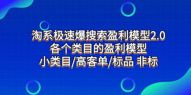 （7737期）淘系极速爆搜索盈利模型2.0，各个类目的盈利模型，小类目/高客单/标品 非标-千寻创业网