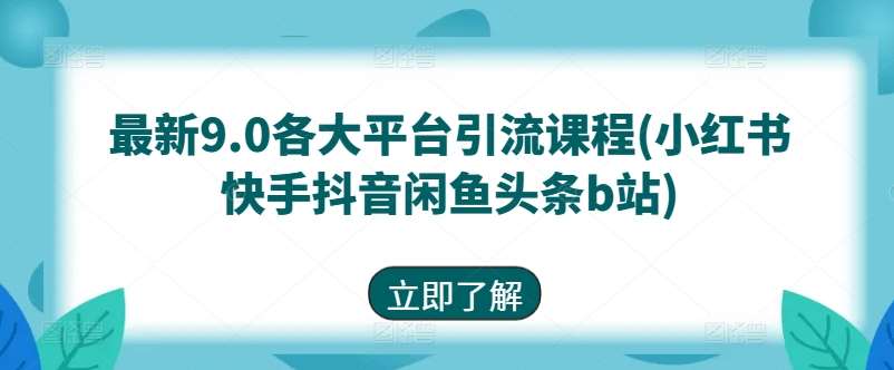 最新9.0各大平台引流课程(小红书快手抖音闲鱼头条b站)-千寻创业网