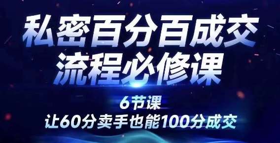 私密百分百成交流程线上训练营，绝对成交，让60分卖手也能100分成交-千寻创业网