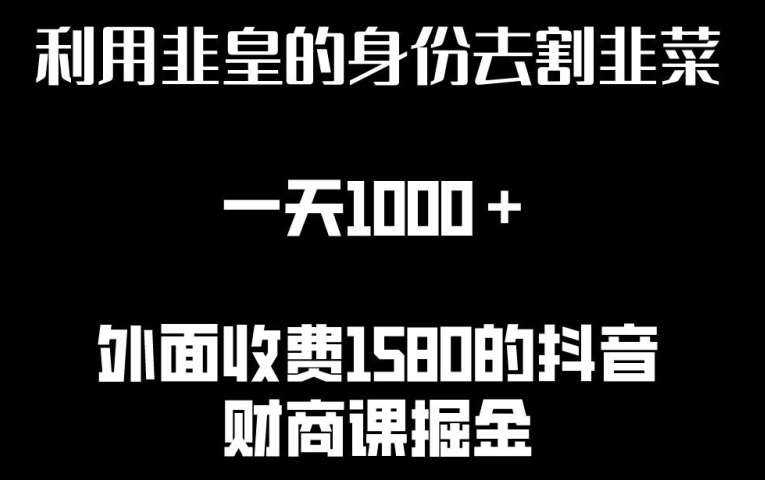 利用非皇的身份去割韭菜，一天1000+(附详细资源)【揭秘】-千寻创业网
