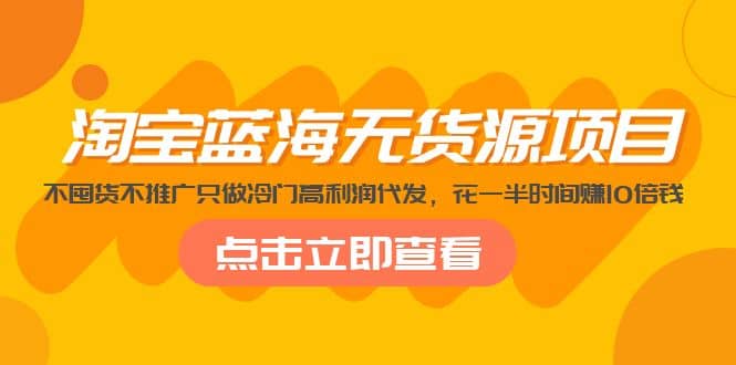 淘宝蓝海无货源项目，不囤货不推广只做冷门高利润代发-千寻创业网