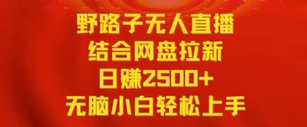 野路子无人直播结合网盘拉新，日赚2500+，小白无脑轻松上手【揭秘】-千寻创业网