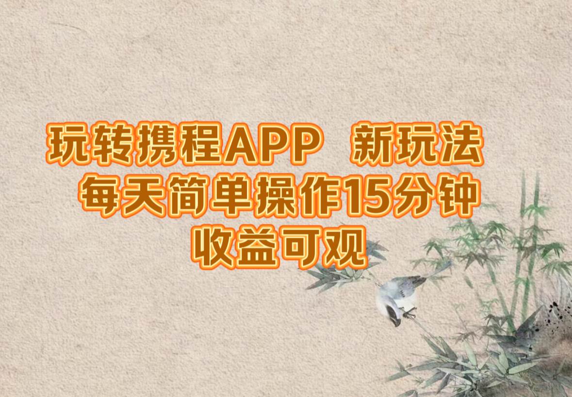（12705期）玩转携程APP，新玩法，每天简单操作15分钟，收益可观-千寻创业网