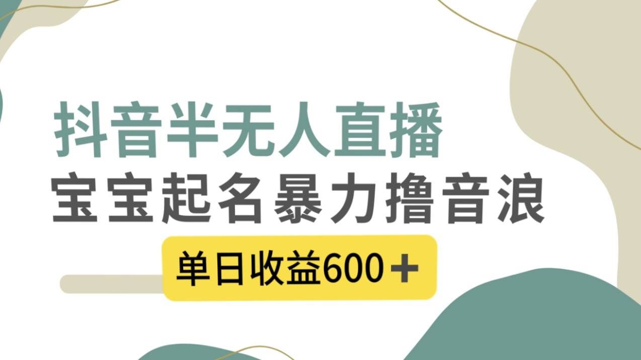 （8192期）抖音半无人直播，宝宝起名，暴力撸音浪，单日收益600+-千寻创业网