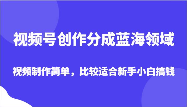 视频号创作分成蓝海领域，视频制作简单，比较适合新手小白搞钱-千寻创业网