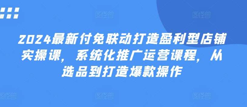 2024最新付免联动打造盈利型店铺实操课，​系统化推广运营课程，从选品到打造爆款操作-千寻创业网