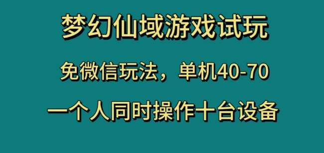 梦幻仙域游戏试玩，免微信玩法，单机40-70，一个人同时操作十台设备【揭秘】-千寻创业网